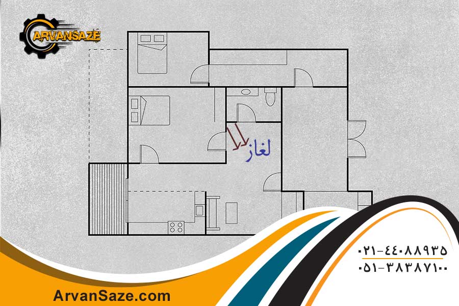 نقشه ساختمان و طراحی دقیق و مکان نمایی جای درب&zwnj;ها با لحاظ کردن لغاز مناسب